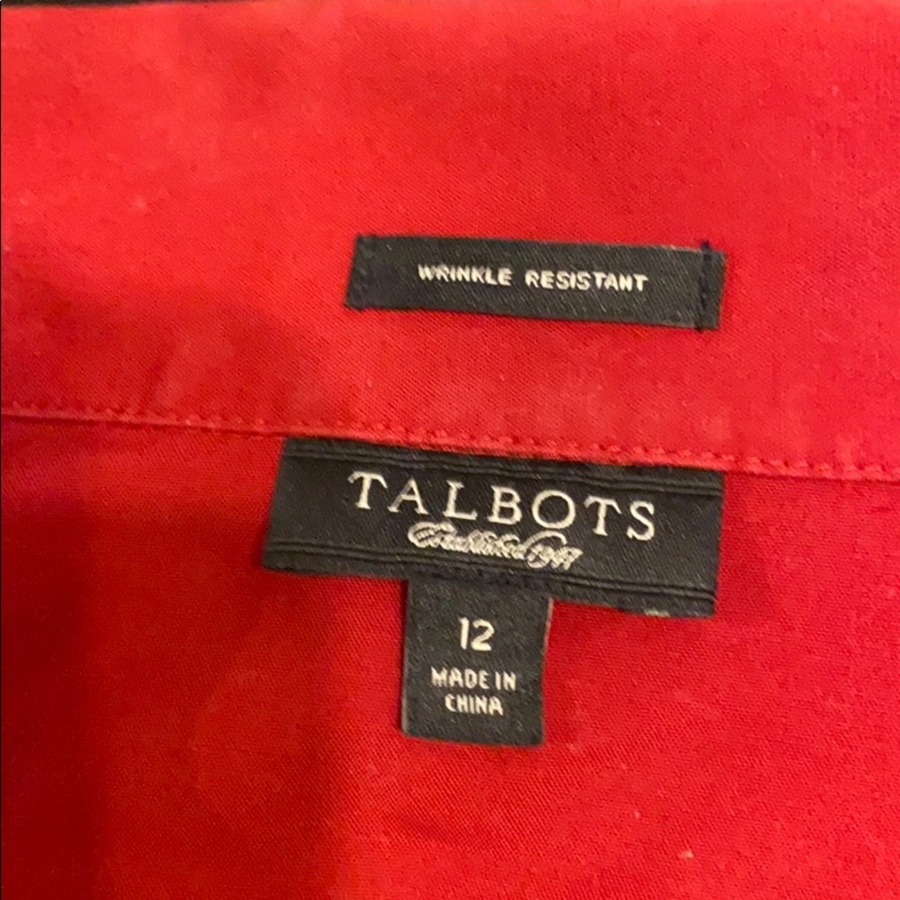 Red button down blouse